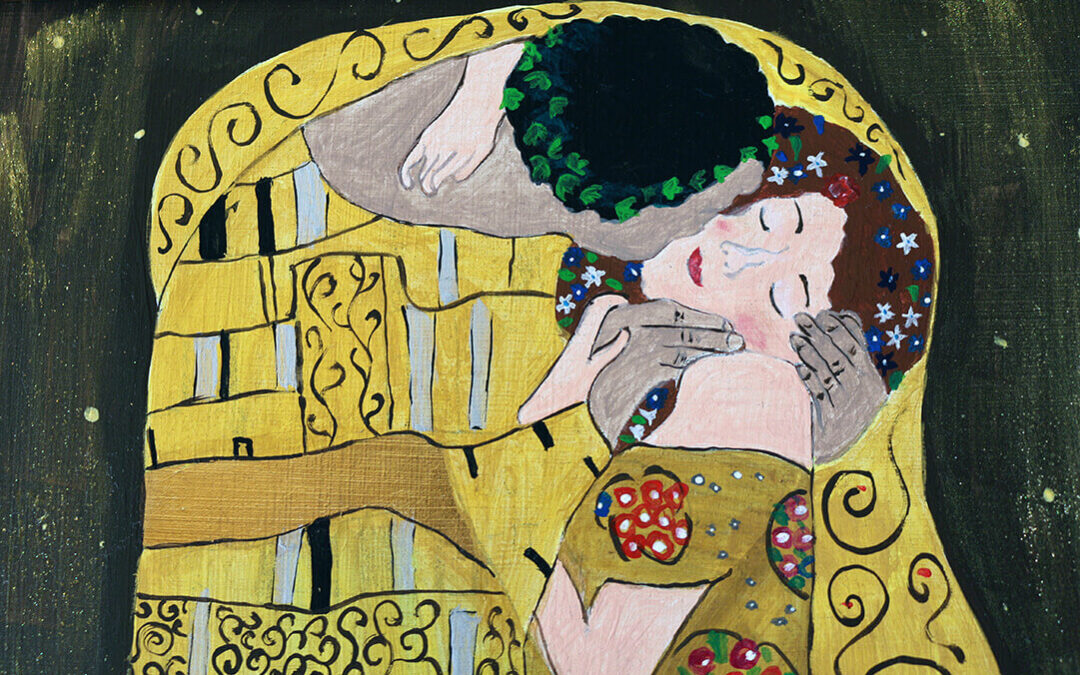 Csók Gustav Klimt nyomában akrilfestmény részlet