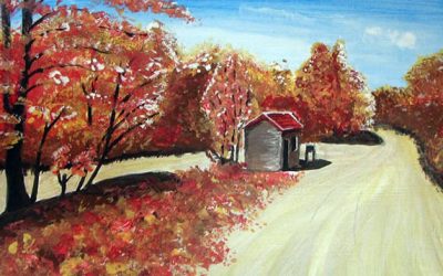 Őszi tájkép akrilfestmény