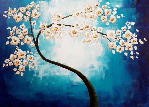 Virágzó fa akril festmény