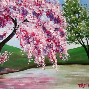 virágzó cseresznyefa tavaszi tájkép