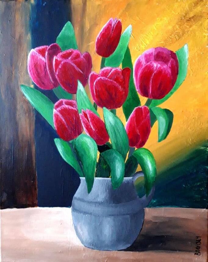 Tulipáncsokor eladó festmény