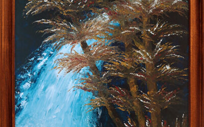 Őszi vízesés olajfestmény, keretben eladó